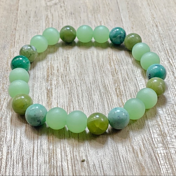 Handmade Jewelry - Green Turquoise & Jade Chakra Bead Bracelet